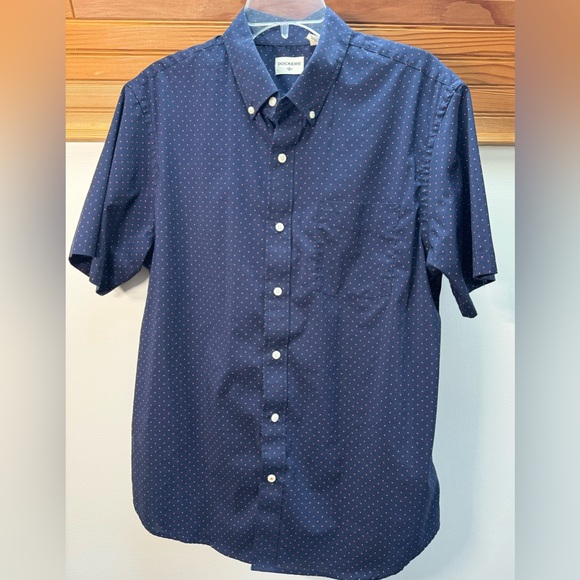 Men’s Dockers Classic Fit Short Sleeve Button Down Shirt. Navy, Lg. - Picture 1 of 5